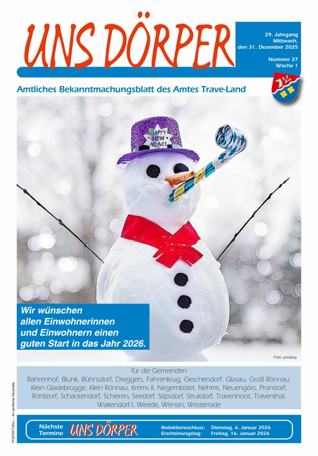 Uns Dörper Titelblatt 27/2026