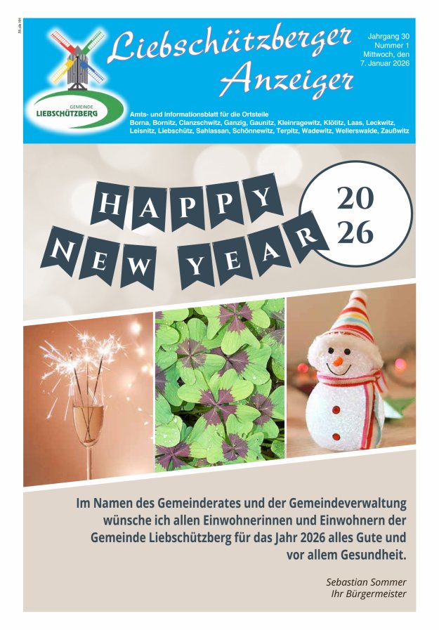 Liebschützberger Anzeiger - Amts- und Informationsblatt Titelblatt 01/2026