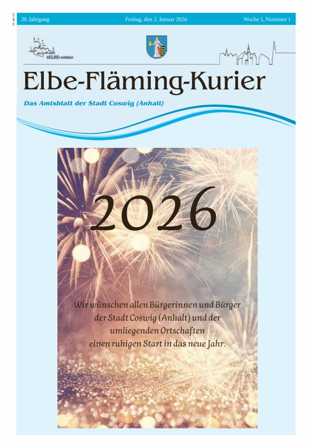 Elbe-Fläming-Kurier Das Amtsblatt der Stadt Coswig (Anhalt) Titelblatt 01/2026