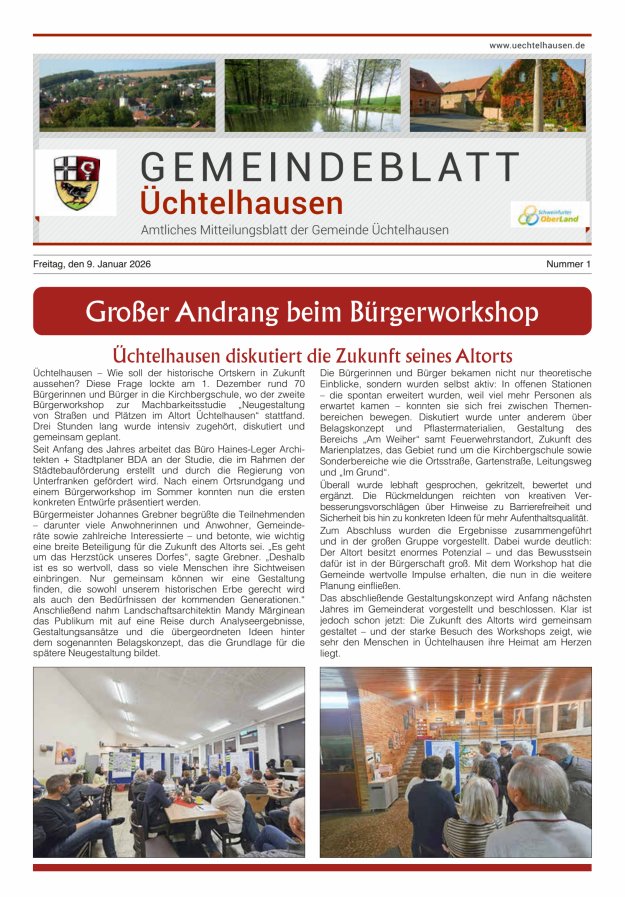Gemeindeblatt Üchtelhausen Titelblatt 01/2026