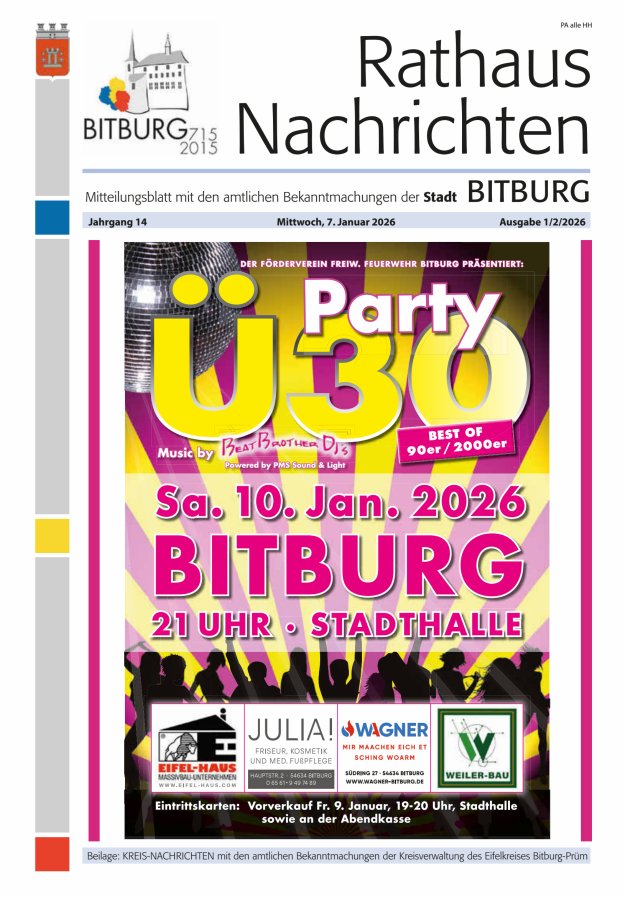 Rathaus-Nachrichten Bitburg Titelblatt 02/2026