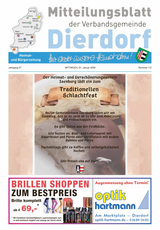 Mitteilungsblatt der Verbandsgemeinde Dierdorf Titelblatt 02/2026