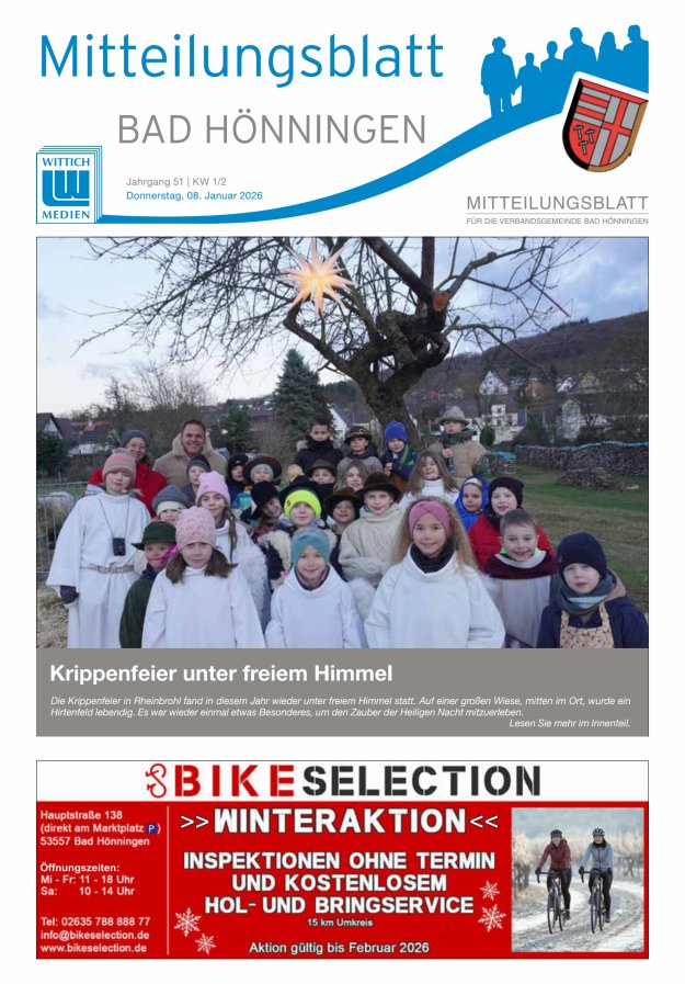 Mitteilungsblatt für den Bereich der Verbandsgemeinde Bad Hönningen Titelblatt 02/2026