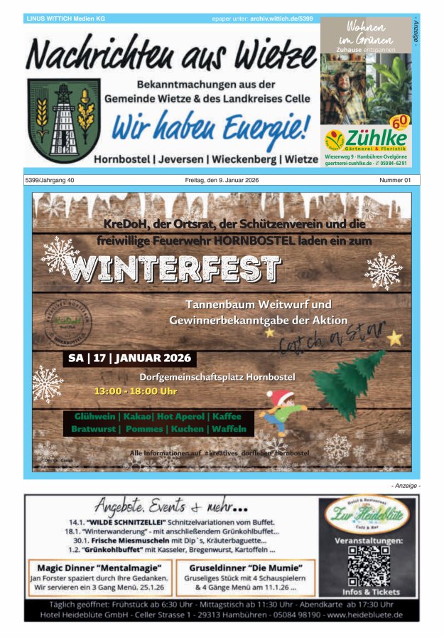 Nachrichten aus Wietze Titelblatt 01/2026