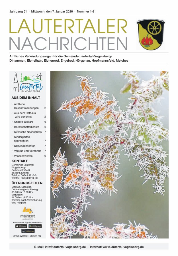 Lautertaler Nachrichten Titelblatt 02/2026