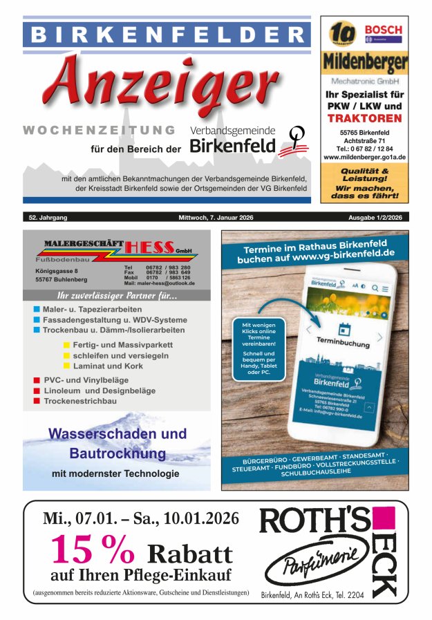 Birkenfelder Anzeiger Titelblatt 02/2026