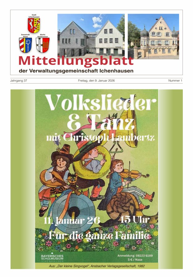 Mitteilungsblatt der Verwaltungsgemeinschaft Ichenhausen Titelblatt 01/2026