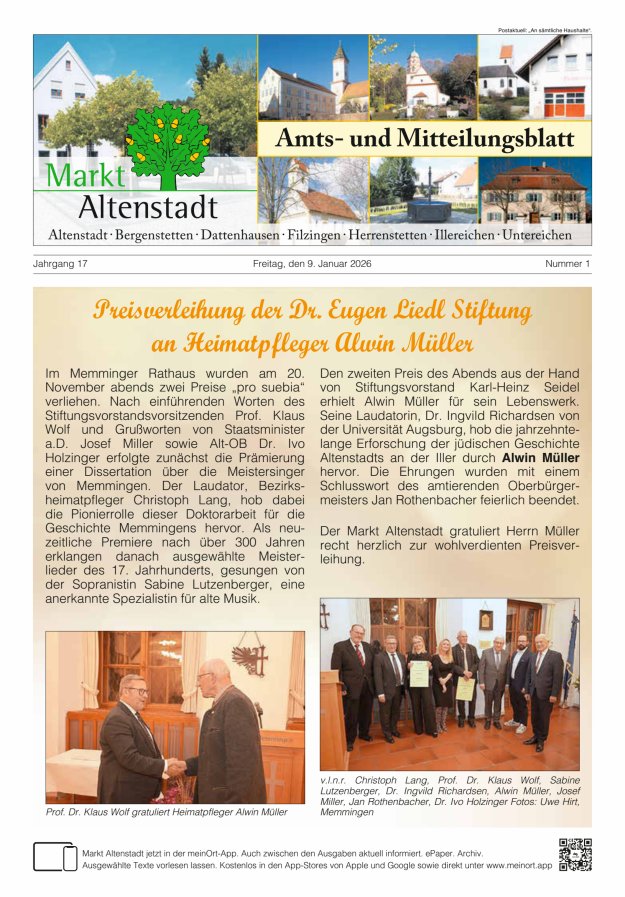 Amts- und Mitteilungsblatt des Marktes Altenstadt Titelblatt 01/2026