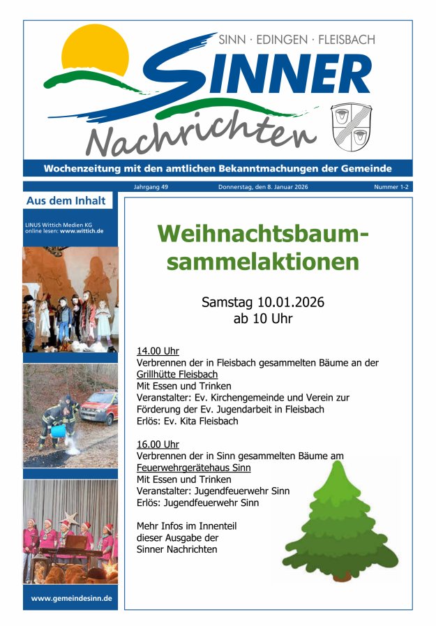 Sinner Nachrichten Titelblatt 02/2026