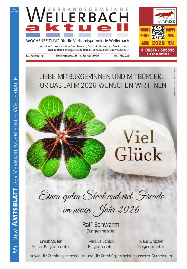 Verbandsgemeinde Weilerbach aktuell Titelblatt 02/2026