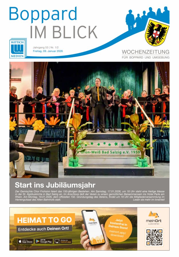 Boppard im Blick - Heimatzeitung für die Stadt Boppard Titelblatt 02/2026