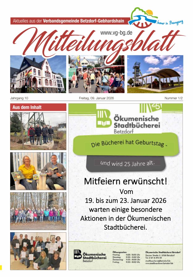 Aktuelles aus der VG Betzdorf-Gebhardshain, Ausgabe Betzdorf Titelblatt 02/2026
