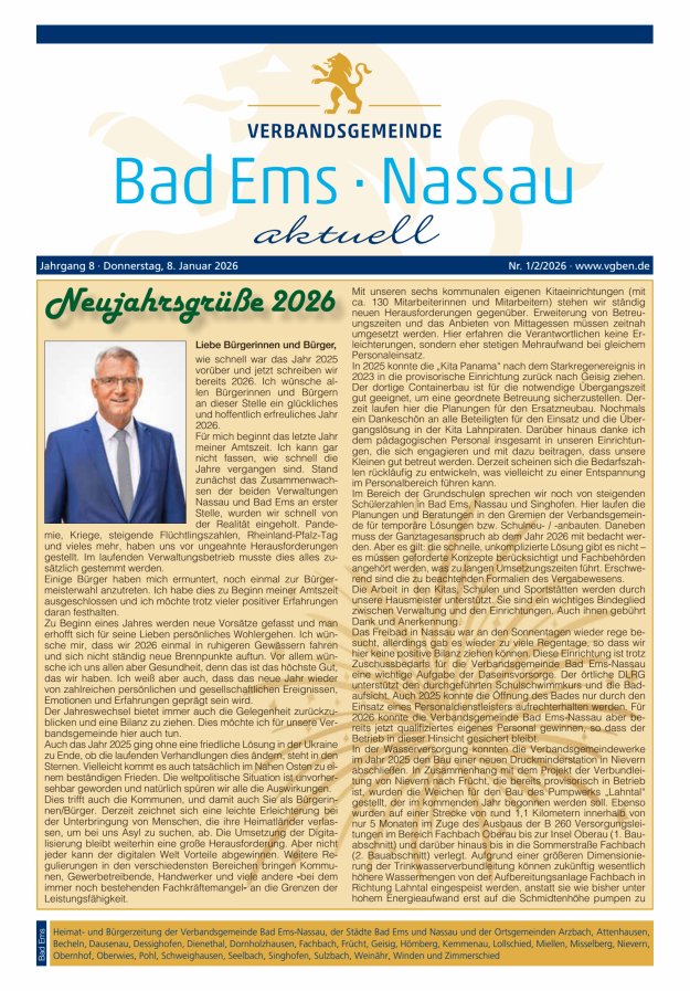 Bad Ems-Nassau aktuell Ausgabe Bad Ems Titelblatt 02/2026