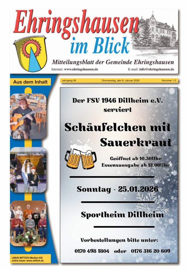 Mitteilungsblatt der Gemeinde Ehringshausen Titelblatt 02/2026