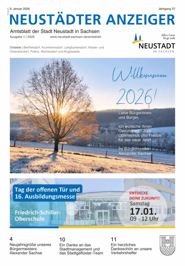 Neustädter Anzeiger - Amts- und Heimatblatt der Stadt Neustadt in Sachsen Titelblatt 01/2026
