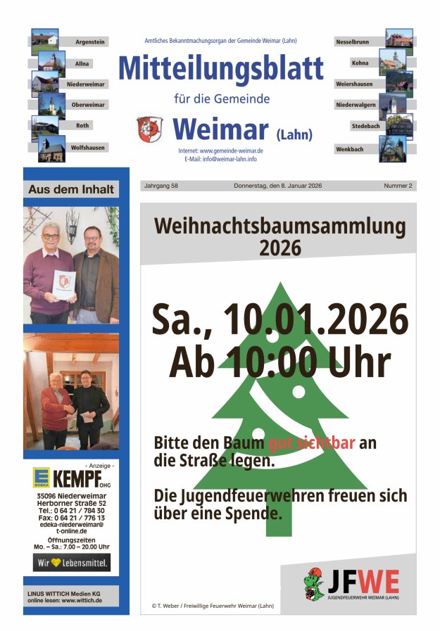Mitteilungsblatt für die Gemeinde Weimar Titelblatt 02/2026
