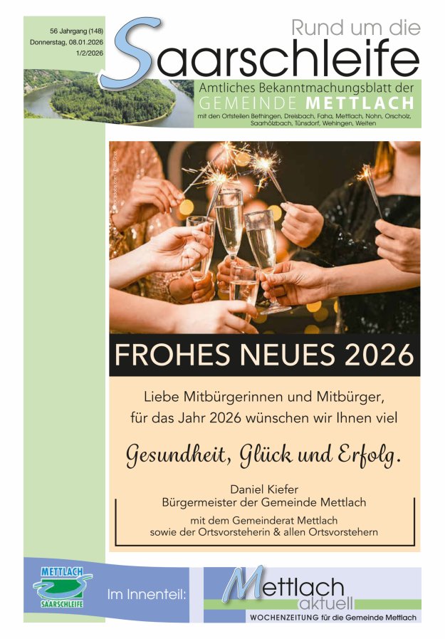 Rund um die Saarschleife Gemeinde Mettlach Titelblatt 02/2026