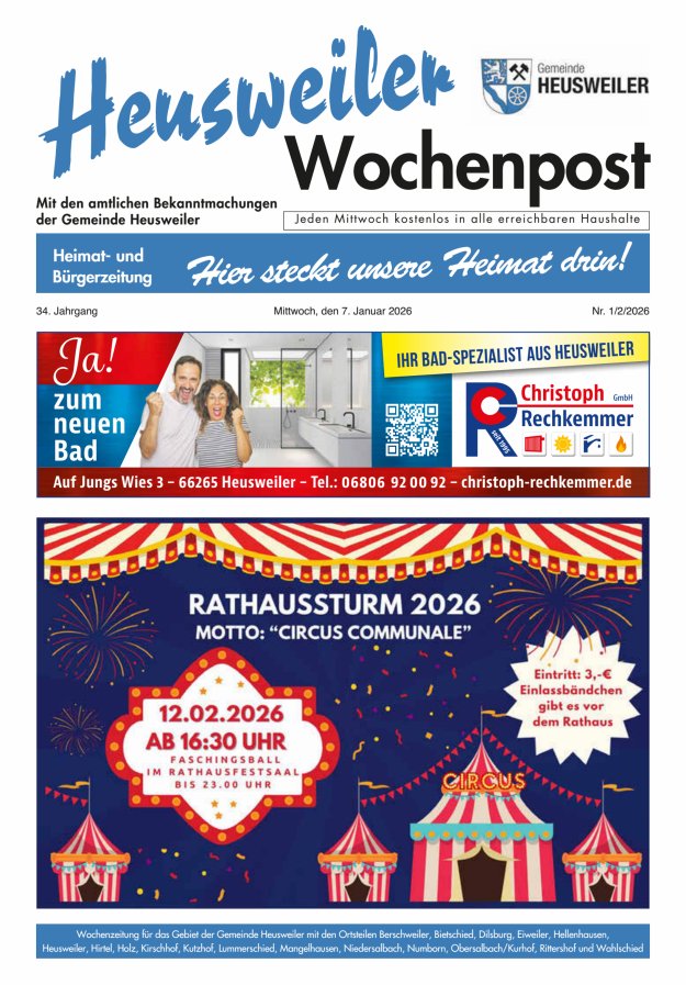 Heusweiler Wochenpost Titelblatt 02/2026
