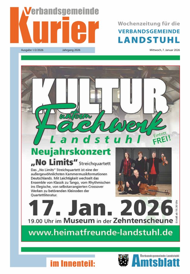 Verbandsgemeinde Kurier Landstuhl Titelblatt 02/2026
