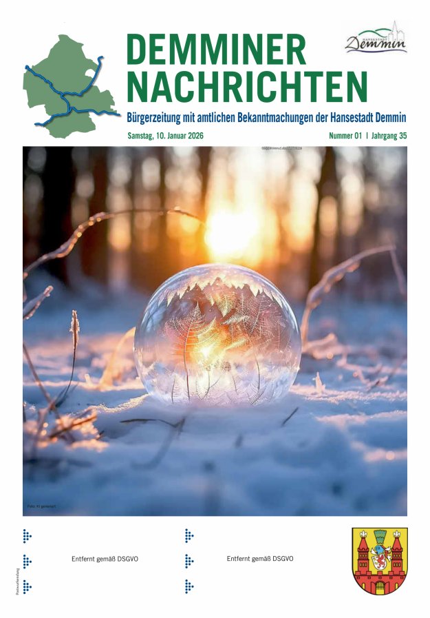 Demminer Nachrichten Titelblatt 01/2026
