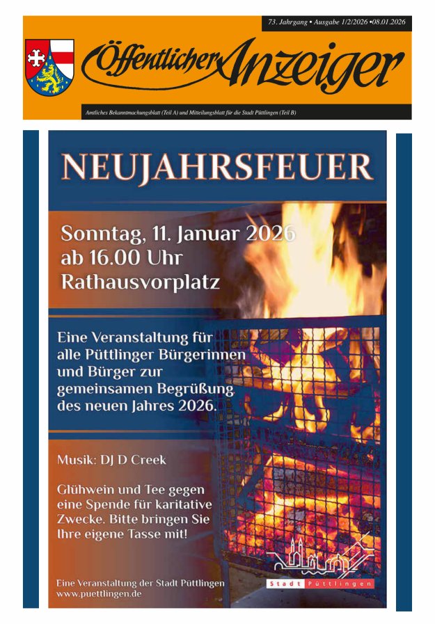 Öffentlicher Anzeiger - Stadt Püttlingen Titelblatt 02/2026