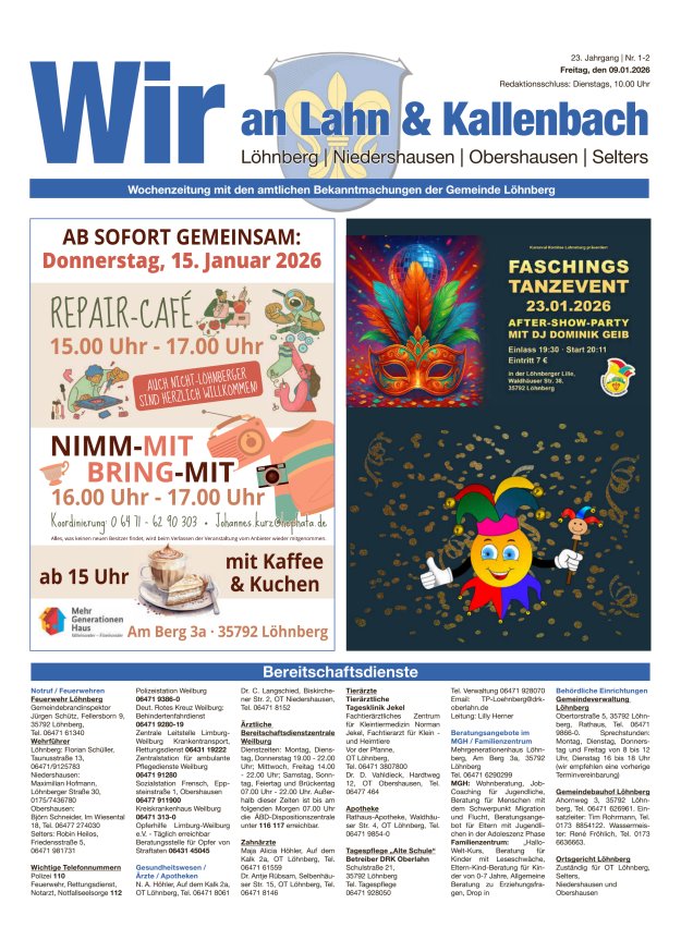 Amtliches Mitteilungsblatt der Gemeinde Löhnberg Titelblatt 02/2026