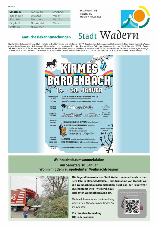 Stadt Wadern Titelblatt 02/2026