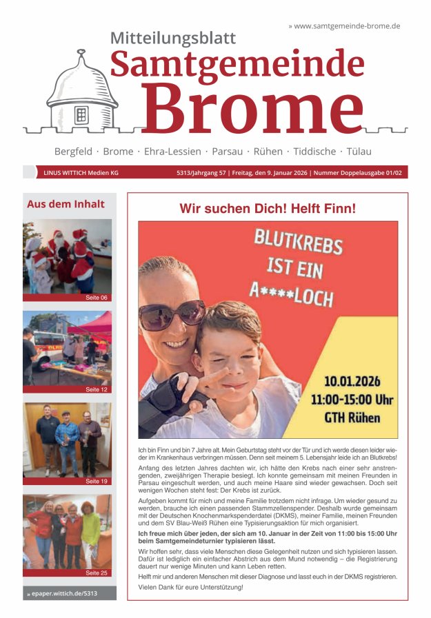 Mitteilungsblatt der Samtgemeinde Brome Titelblatt 02/2026