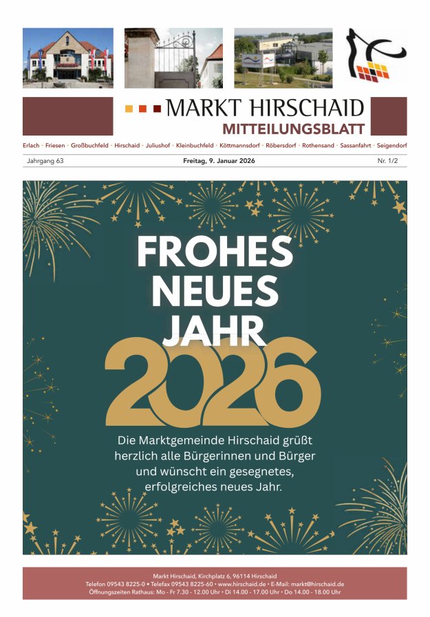 Mitteilungsblatt Markt Hirschaid Titelblatt 01/2026