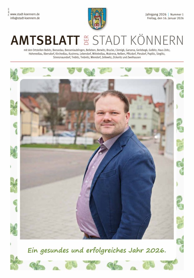 Anzeiger für die Stadt Könnern Titelblatt 01/2026