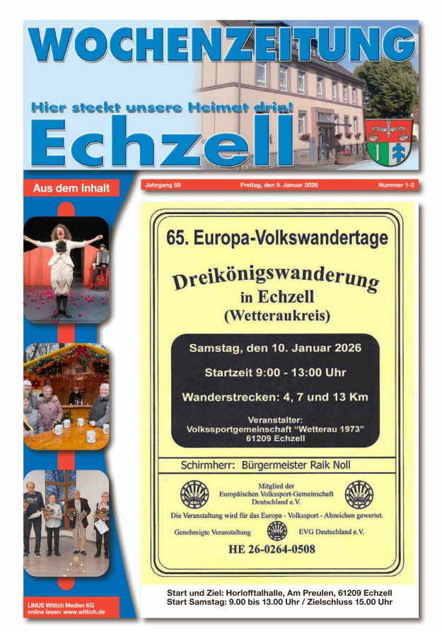 Wochenzeitung für die Gemeinde Echzell Titelblatt 02/2026