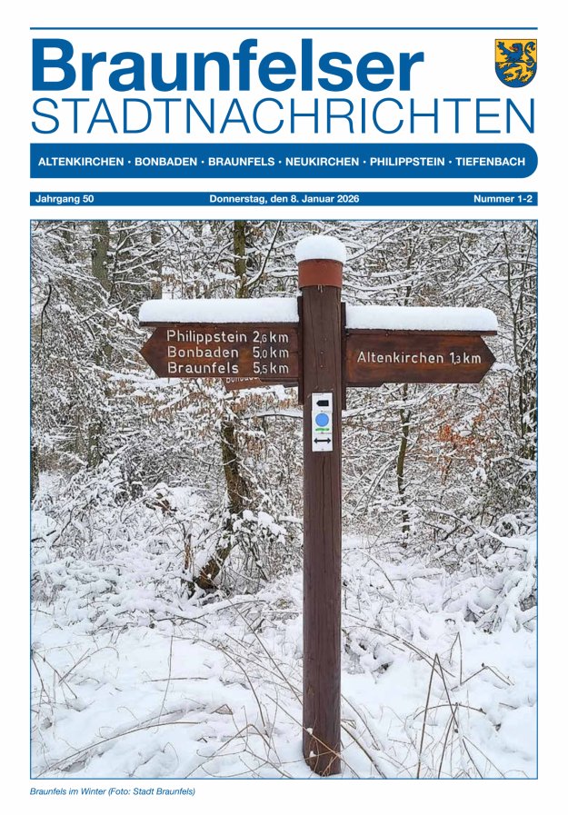 Braunfelser Stadtnachrichten Titelblatt 02/2026