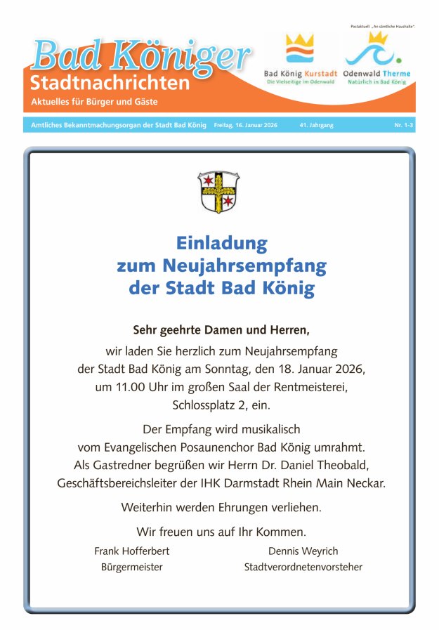Bad Königer Stadtnachrichten und Badeblatt Titelblatt 01/2026