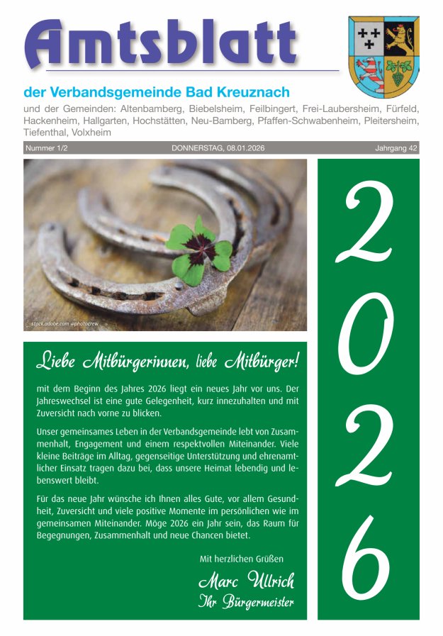 Amtsblatt der Verbandsgemeinde Bad Kreuznach Titelblatt 02/2026