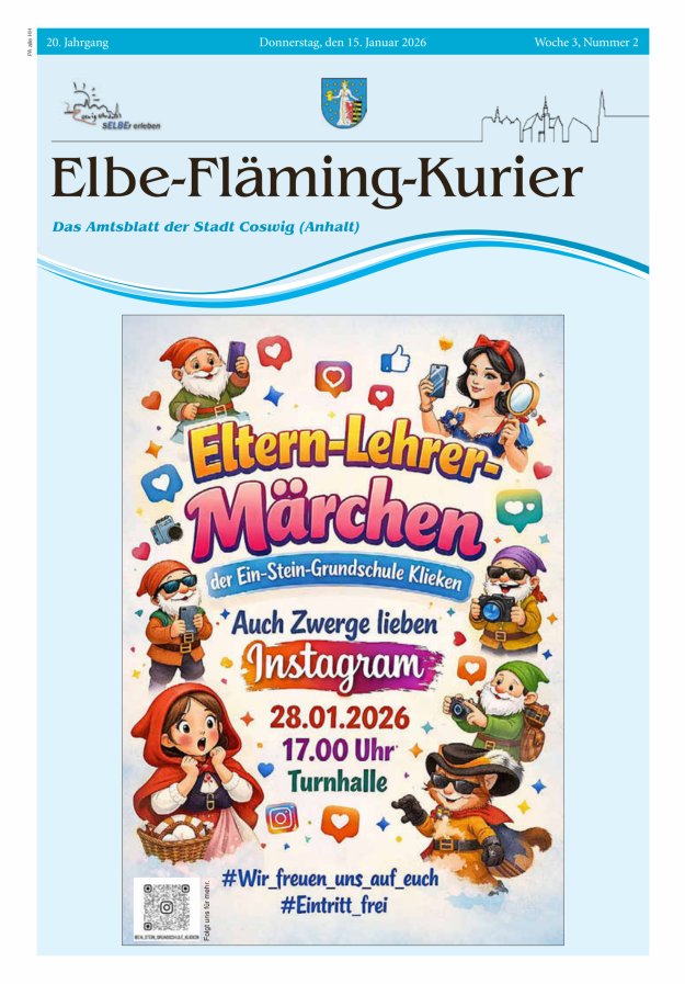 Elbe-Fläming-Kurier Das Amtsblatt der Stadt Coswig (Anhalt) Titelblatt 02/2026