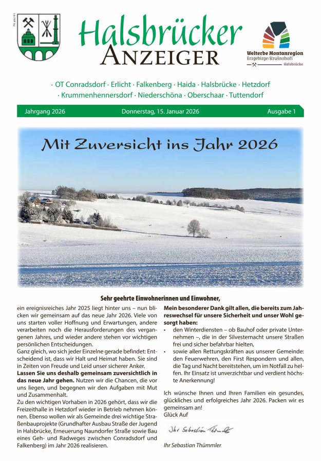 Halsbrücker Anzeiger Titelblatt 01/2026