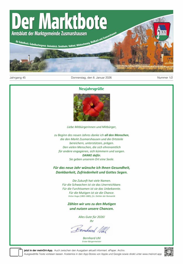 Zusmarshausen - Der Marktbote Titelblatt 01/2026