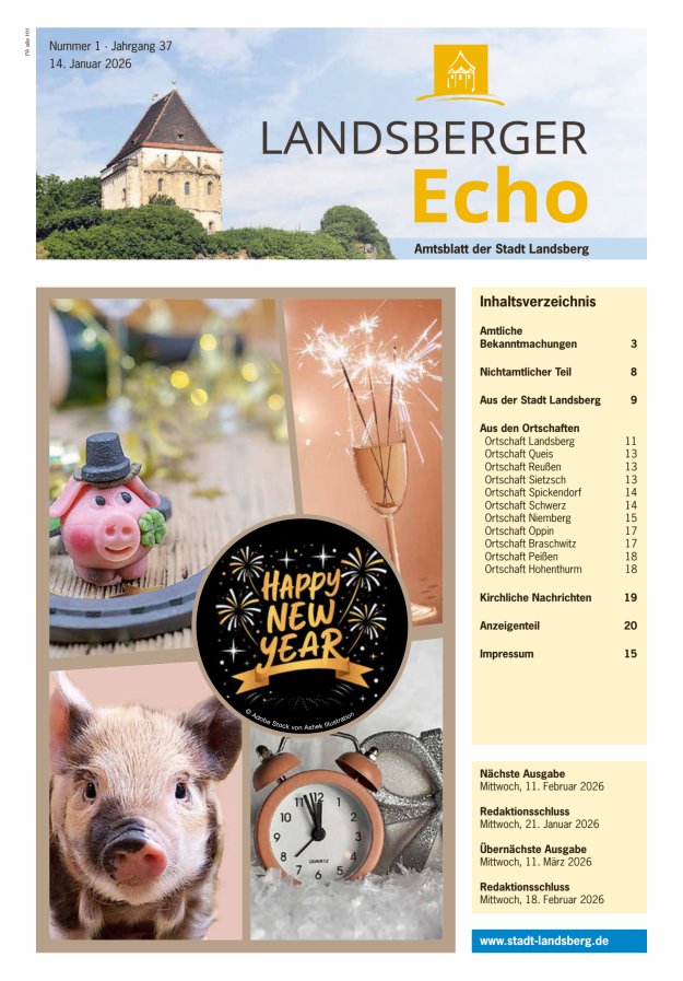 Landsberger Echo – Amtsblatt der Stadt Landsberg Titelblatt 01/2026