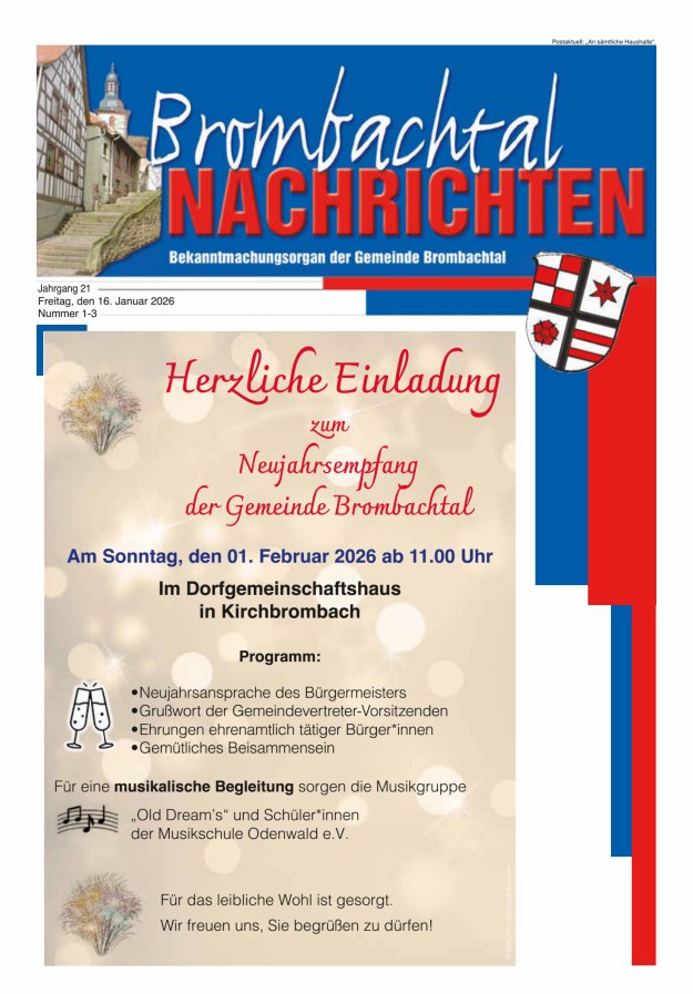 Brombachtal-Nachrichten Amtsblatt der Gemeinde Brombachtal Titelblatt 01/2026