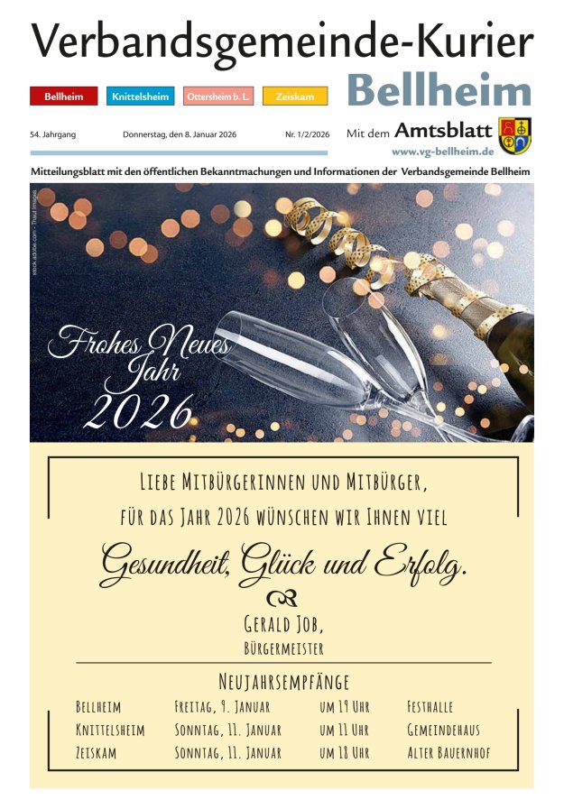Verbandsgemeinde-Kurier Bellheim Titelblatt 02/2026