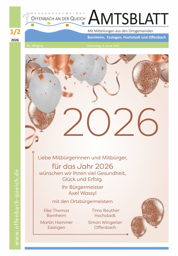 Amtsblatt VG Offenbach an der Queich Titelblatt 02/2026