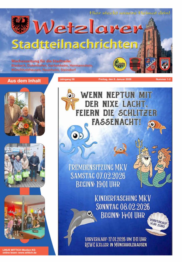 Wetzlarer Stadtteilnachrichten Titelblatt 02/2026