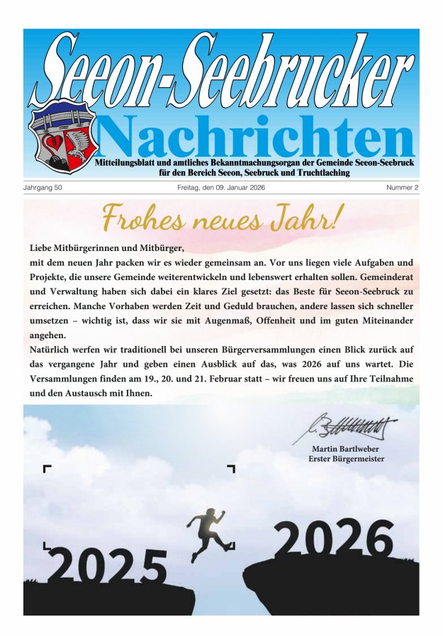Seeon-Seebrucker Nachrichten Titelblatt 01/2026