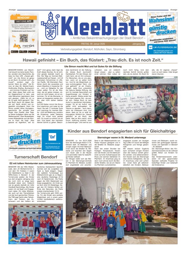 Kleeblatt - Amtliches Bekanntmachungsorgan der Stadt Bendorf Titelblatt 02/2026