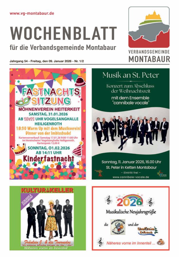 Wochenblatt der Verbandsgemeinde Montabaur Titelblatt 02/2026