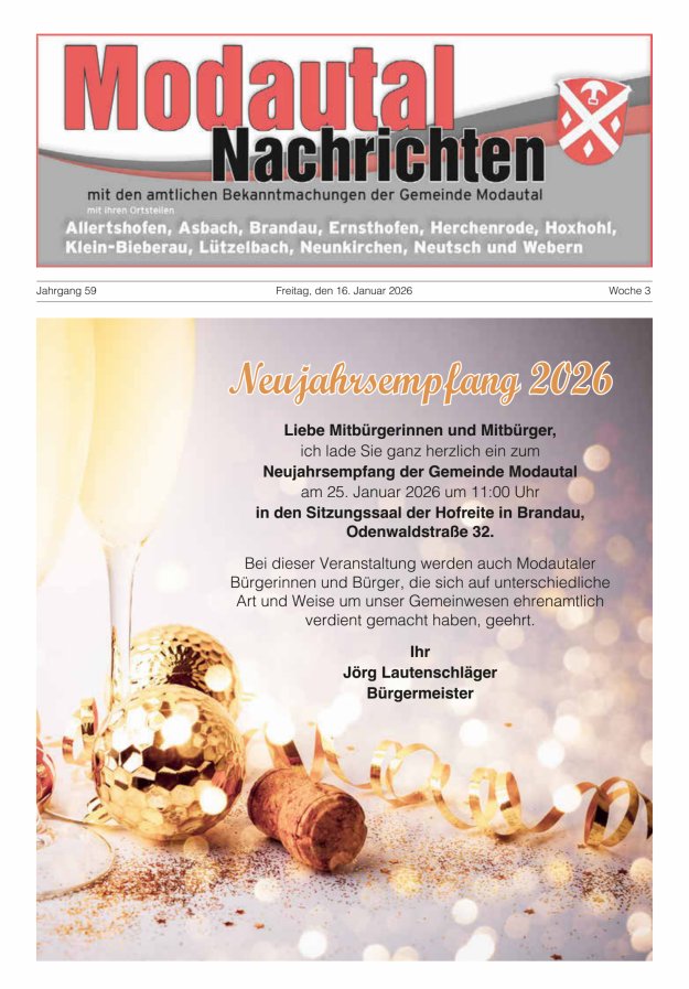 Modautal-Nachrichten Titelblatt 01/2026