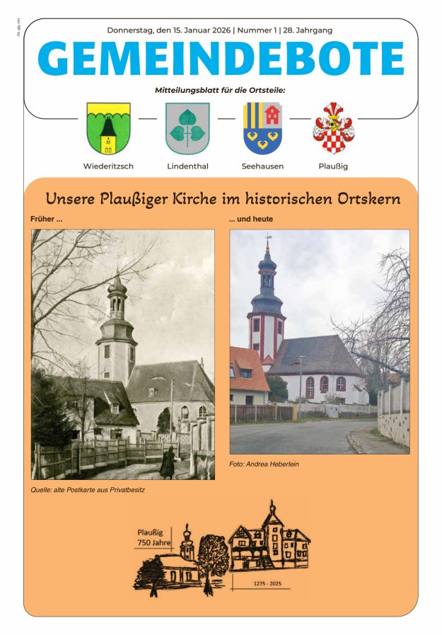 Gemeindebote - Mitteilungsblatt für die Ortsteile Titelblatt 01/2026