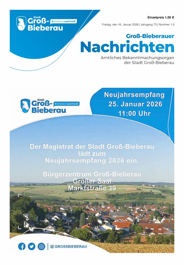 Groß-Bieberauer Nachrichten Titelblatt 01/2026