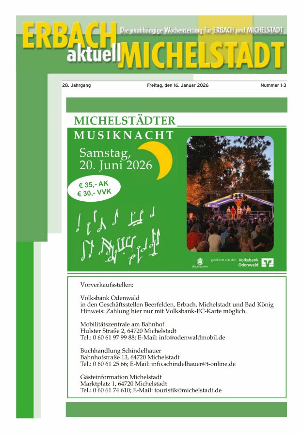 Erbach-Michelstadt aktuell Titelblatt 01/2026