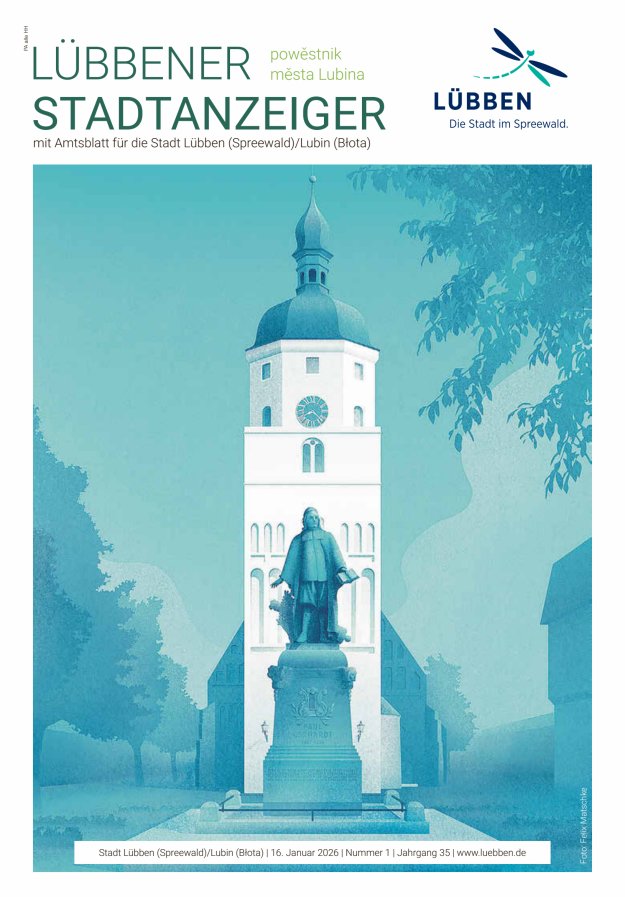 Lübbener Stadtanzeiger mit Amtsblatt für die Stadt Lübben (Spreewald) Titelblatt 01/2026